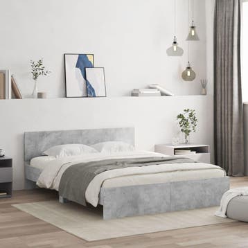 vidaXL Bedframe met hoofdeinde betongrijs 140x200 cm, Verzenden