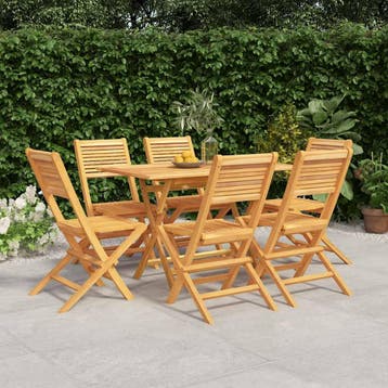 vidaXL 7-delige Tuinset massief teakhout, Verzenden, Nieuw, Tuinset