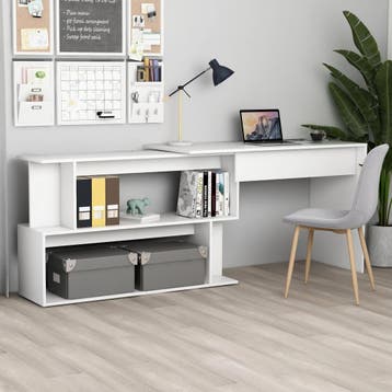 vidaXL Hoekbureau 200x50x76 cm bewerkt hout wit, Huis en Inrichting, Verzenden, Nieuw