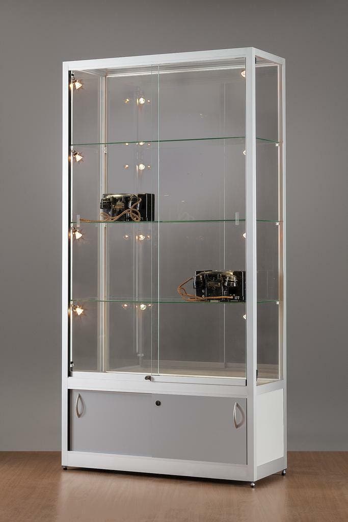 *TIP*  Luxe vitrinekast aluminium 100 cm met chromen afwerk, Articles professionnels, Aménagement de Bureau & Magasin | Commerce & Inventaire