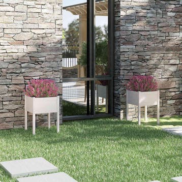 vidaXL Plantenbakken 2 st 50x50x70 cm massief grenenhout wit, Tuin en Terras, Verzenden, Nieuw