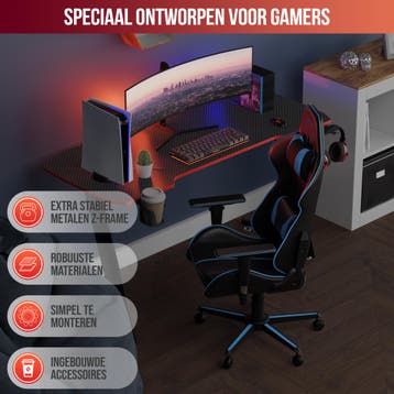 Avalo Gaming Bureau - 120x60x75 CM - Zwart, Verzenden, Nieuw