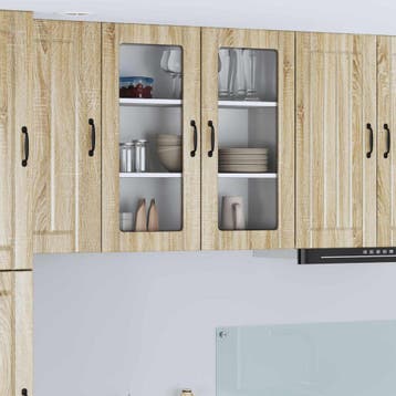 vidaXL Wandglas Kasten LUCCA Sonoma Eiken 80 x 31 x 80 cm, Verzenden