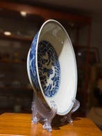 Imperial Blue and White Porcelain Plate Painted with Dragons
