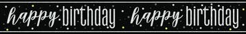 Happy Birthday Banner Zwart 2,74m, Verzenden