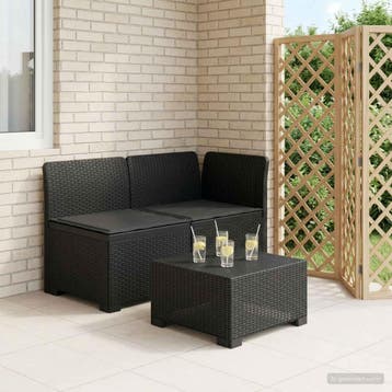 vidaXL Twee-zits Tuin Sofa met Kussens Rieten Look PP, Verzenden, Nieuw