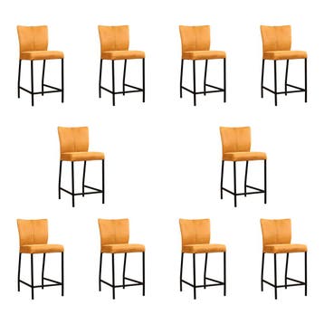 Set van 10 Leren barkrukken Revolt laag - Kenia Cognac, Huis en Inrichting, Barkrukken, Nieuw, Leer, Ophalen of Verzenden, 90 cm of meer