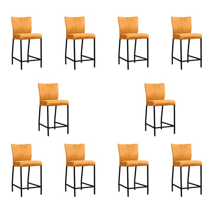 Set van 10 Leren barkrukken Revolt laag - Kenia Cognac, Maison & Meubles, Tabourets de bar, Enlèvement ou Envoi