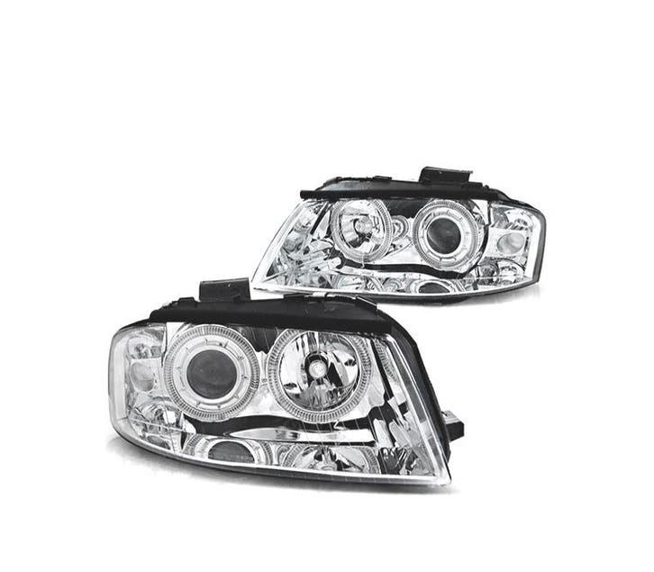 PHARES POUR AUDI A3 8P ANGEL EYES FOND CHROMÉ, Auto-onderdelen, Verlichting, Verzenden