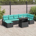 vidaXL Tuinbank Set met kussen met opslag 8 pcs Zwart Poly, Verzenden, Nieuw