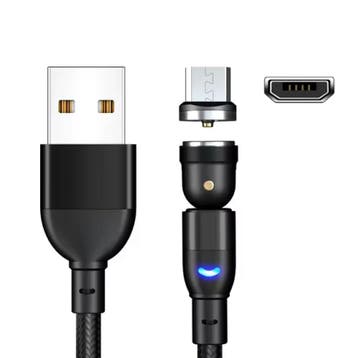 USB naar Micro-USB 540° Magnetische Oplaadkabel - 1 Meter -, Telecommunicatie, Mobiele telefoons | Telefoon-opladers, Verzenden