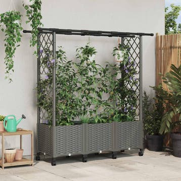 vidaXL Verhoogd Bed met Trellis en Dak Lichtgrijs 162,5 x 40, Verzenden