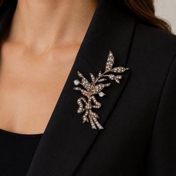 Broche - 18 karaat Antieke zeer grote 18k roségouden broche