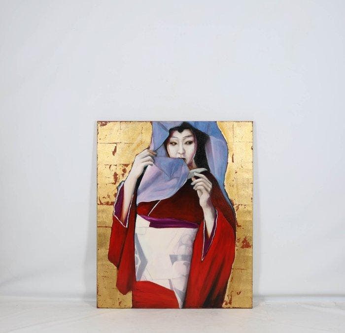 Louis Nagelkerke (1949) - Geisha, Antiquités & Art, Art | Peinture | Moderne
