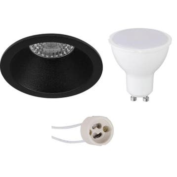 LED Spot Set 6W - Dimbare Ronde Inbouwspot Mat Zwart, Warm W, Verzenden