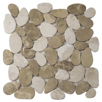 Wand & Vloer Mozaïek Tegels Factory Kiezelsteen Bruin - M.., Nieuw, Ophalen of Verzenden, 20 tot 40 cm, 10 m² of meer