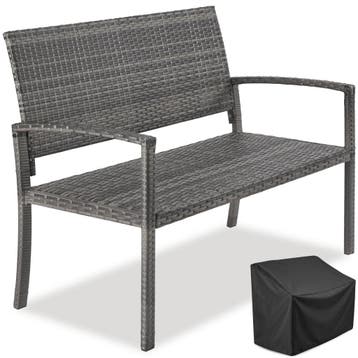 wicker tuinbank Murat 2-zits, weerbestendig, 250 kg - grijs, Verzenden