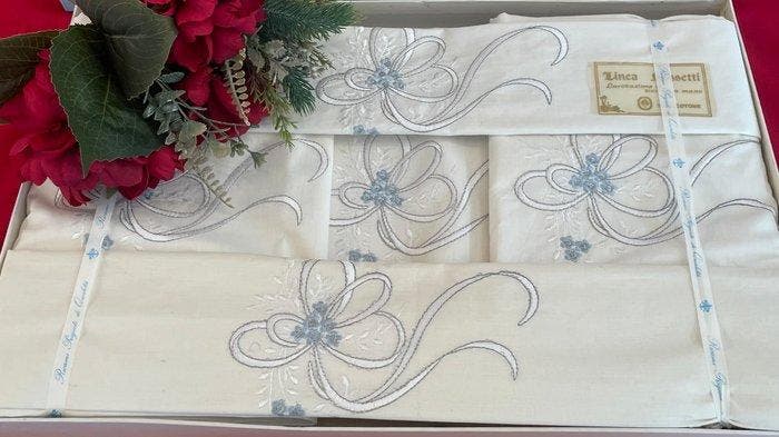 bassetti - Drap de lit (3) - 250 cm - 240 cm - Drap brodé, Antiquités & Art, Tapis & Textile