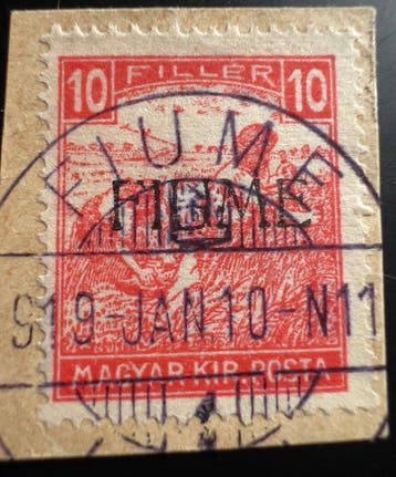 Hongarije 1918 - Fiume 1918 – Zeldzame 10fillér karmijnrode