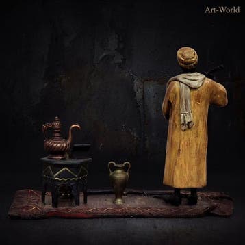 Statue, Jager met zwaard - 14.5 cm - Bronze