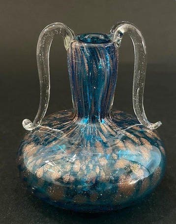 Vaas - Blauw glas en aventurijn - ., Antiek en Kunst