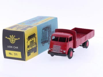 Schaal 1:50 Lion Car DAF vrachtauto met open laadbak Nr...., Ophalen of Verzenden, Zo goed als nieuw
