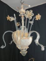 Lamp - Hanglamp van geblazen glas - Murano fusie in goud