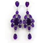 Zonder minimumprijs - Oorbellen Verguld Amethist - 18k goud, Nieuw