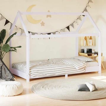 vidaXL Kinderbedframe massief grenenhout wit 70x140 cm, Kinderen en Baby's, Verzenden, Nieuw