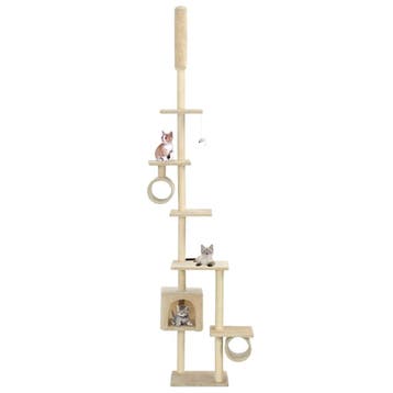vidaXL Kattenkrabpaal met sisal krabpalen 260 cm beige, Verzenden