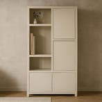 Wandkast Mangohout Evan 120 Crème (3 Open Vakken, 4 Deuren), Huis en Inrichting, Kasten | Overige, Verzenden, Nieuw