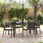 vidaXL Tuin Eettafel Set 5 pcs Bruin en Zwart PE Riet, Verzenden, Nieuw