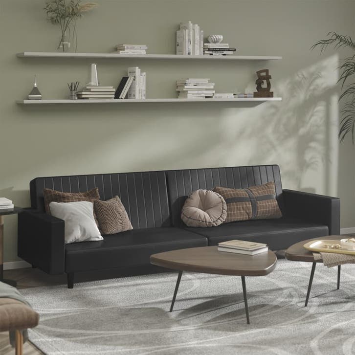Slaapbank kunstleer | 35% korting | Nu kopen, Huis en Inrichting, Slaapkamer | Slaapbanken, 100 cm, 220 cm, Zwart, Gebruikt, Tweepersoons
