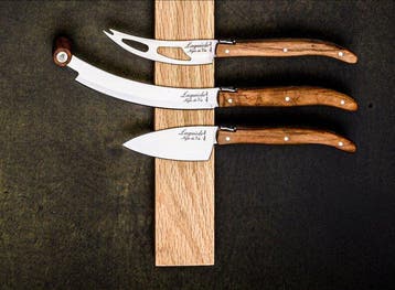 Laguiole - 3x Cheese Knives - Olive Wood - hard & soft
