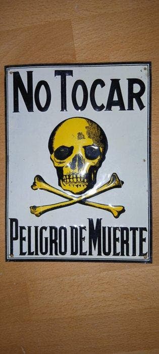 Niet aanraken. Dodelijk gevaar. - Emaille bord - Emaille