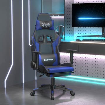 vidaXL Massage gamestoel met voetensteun kunstleer zwart en, Verzenden, Nieuw