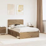 vidaXL Bedframe Ambachtelijk Eiken 120 x 190 cm Massief, Huis en Inrichting, Slaapkamer | Bedden, Verzenden, Nieuw