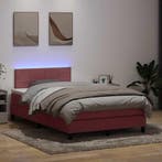 vidaXL Boxspring met matras en LED fluweel roze 120x220 cm, Verzenden, Nieuw