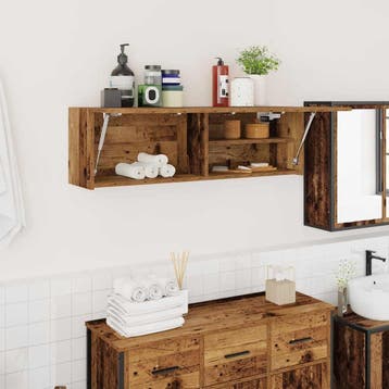 vidaXL Badkamerwandkast 100x25x30 cm bewerkt hout oud, Verzenden, Nieuw