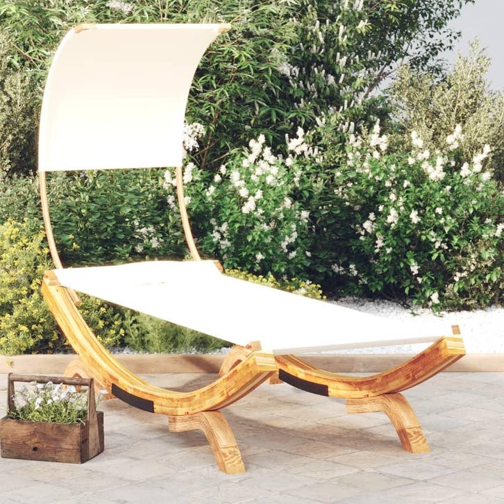 vidaXL Loungebed met luifel 100x200x126 cm massief gebogen, Tuin en Terras, Ligbedden, Nieuw, Verzenden