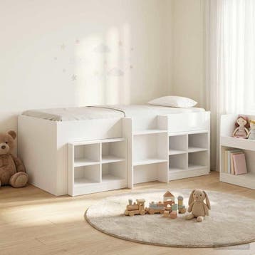 vidaXL Loft Bed Frame met Kast met plank 3 st Wit Bewerkt, Verzenden, Nieuw