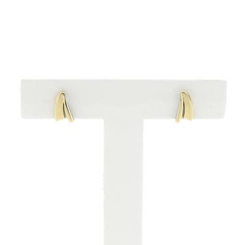 Bicolor gouden oorstekers (Oorbellen), Handtassen en Accessoires, Oorbellen, Ophalen of Verzenden, Gebruikt, Goud, Goud