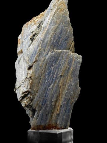 Kruising van azuurblauwe cyaniet Kristallen op matrix -, Verzamelen, Mineralen en Fossielen