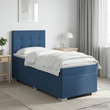 vidaXL Boxspringbed met matras met hoofdeinde Blauw 90 x 200, Verzenden