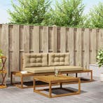 vidaXL Buiten bank set met kussen Natuurlijk en Beige, Verzenden, Nieuw