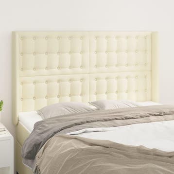 vidaXL Hoofdbord met randen 147x16x118/128 cm kunstleer, Verzenden