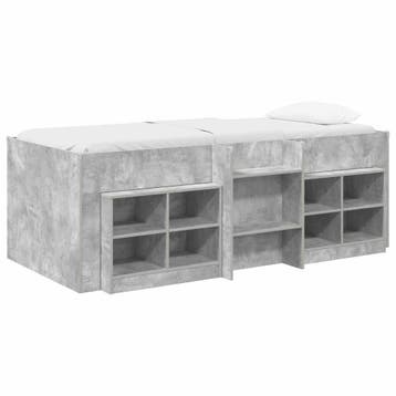 vidaXL Loft Bed Frame met Kast met plank 3 st Betongrijs, Verzenden, Nieuw