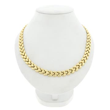Gouden fantasie schakelketting, Handtassen en Accessoires, Kettingen, Ophalen of Verzenden, Gebruikt, Goud, Goud