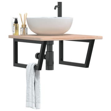 vidaXL Badkamer wandschap staal en massief eikenhout, Huis en Inrichting, Verzenden, Nieuw