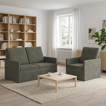 vidaXL bank / zetelstel 2 pcs Lichtgrijs Corduroy stof, Verzenden, Nieuw